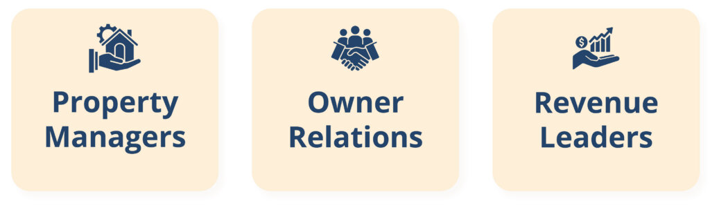 Three audience cards: how Booking Guardian helps property managers, owner-relations teams, and revenue leaders